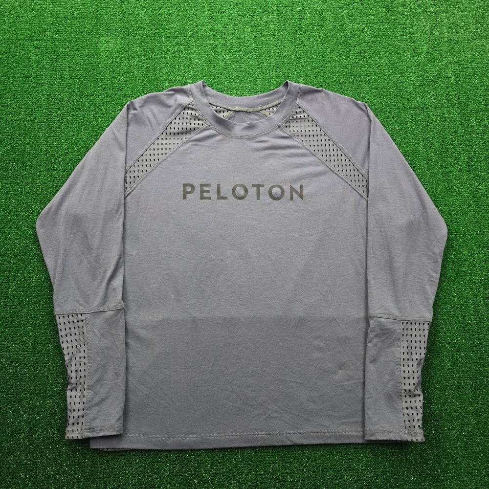 Peloton Onzie Shirt Womens Small Gray Long SLeeve Mesh Athletic Work Out